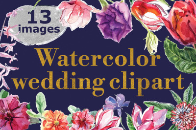 Watercolor wedding clipart