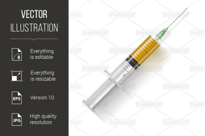 Syringe with yellow liquid