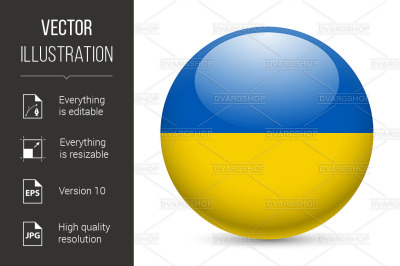 Round glossy icon of Ukraine