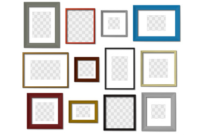 Photo frame. Wall picture different color frames, modern square border