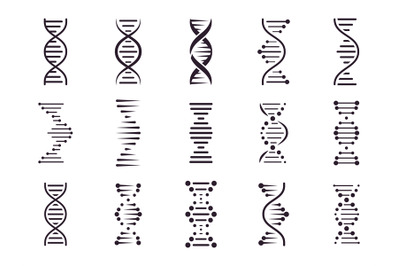 Spiral DNA icon. DNA molecule helix spiral structure&2C; medical science