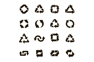 Recycle round icons. Recycling arrow sign, organic ecology protection