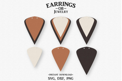 Double Hole Earring Svg, Stacked Leaf Earrings, Teardrop, Cut File