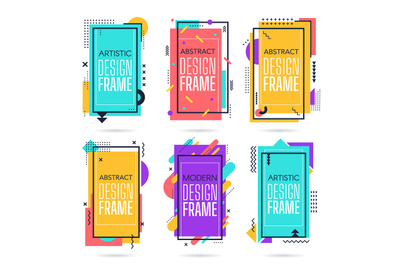 Memphis commercial frames. Minimalist abstract layout, modern hipster,