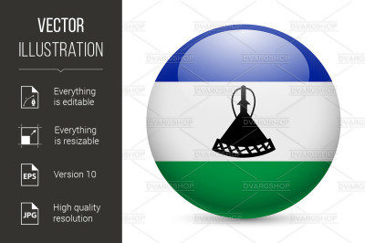 Round glossy icon of Lesotho