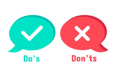 Do and Dont icons. Speech bubble checklist element&2C; yes and no dialogu