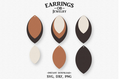 Earring Svg, Stacked Earrings, Leaf, Teardrop, Cut File