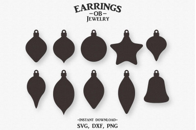 Christmas Ornament Earring Svg, Stacked, Teardrop, Cut File