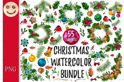 Christmas watercolor bundle