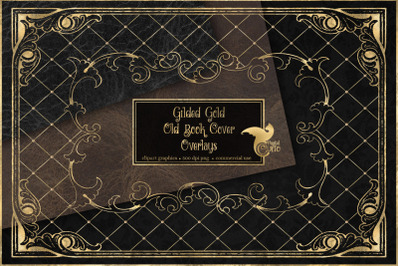 Gilded Gold Old Book Cover Overlays