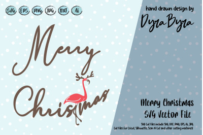 Merry Christmas SVG / Flamingo SVG / Deer SVG / Antlers SVG