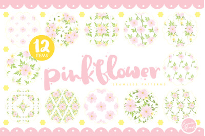 Pink Flower Seamless Patterns