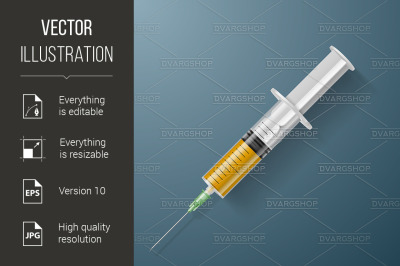 Syringe with yellow liquid