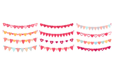 Bunting hearts. Love valentines heart shapes buntings, wedding day dec