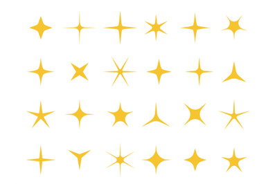 Shiny stars. Sparkle light, bright star and sparkles shape vector set