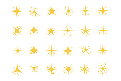 Sparkling stars. Shiny sparks, glitter light star and sparkle elements