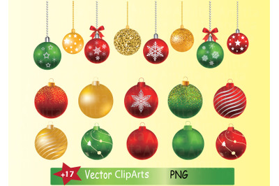 Christmas Balls Clipart Set - Christmas Ornaments Bundle Clipart