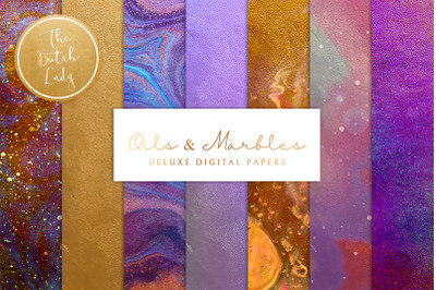 Digital Backgrounds &amp; Papers - Oils &amp; Marbles