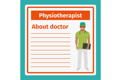 Medical notes about physiotherapist