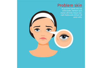 Woman face problem eye black circles