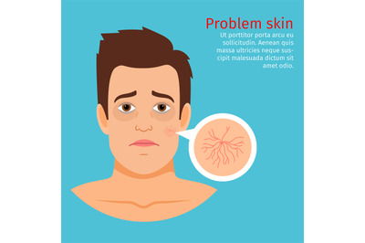 Man face skin problem buried capillaries