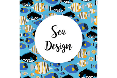 Sea design pattern with ocean fish