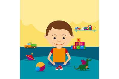 Boy sitting on floor with toys