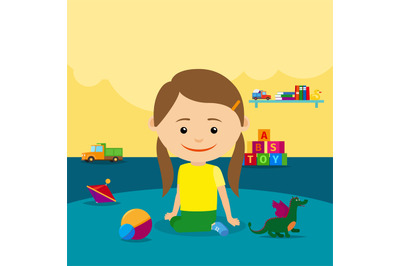 Girl sitting on floor with toys