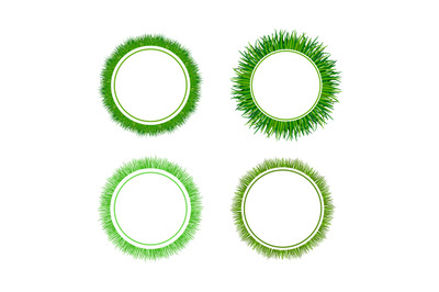 Green grass circular frames set