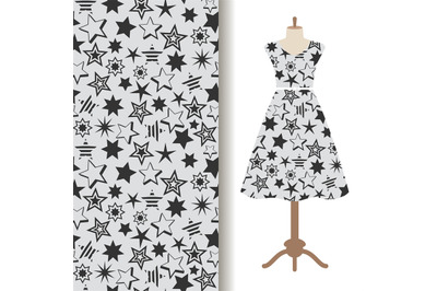 Womens dress fabric pattern with stars