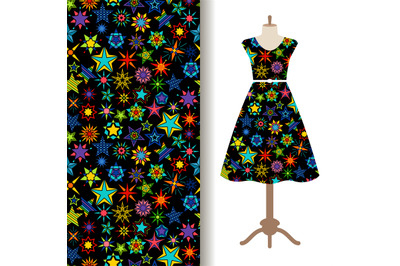 Women fabric pattern with kaleidoscope stars