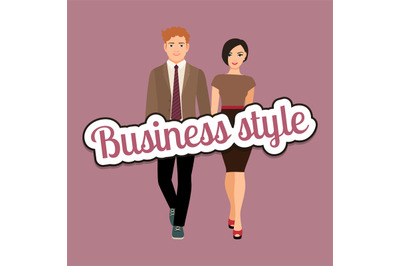 Elegant couple in business style clothing