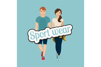 Young beautiful couple in sport style