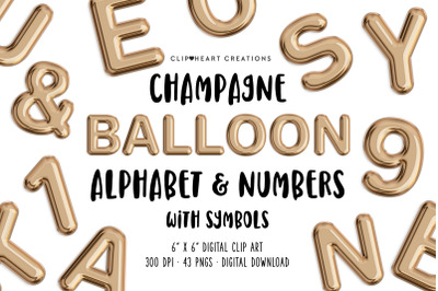 Champagne Balloon Alphabet &amp; Numbers