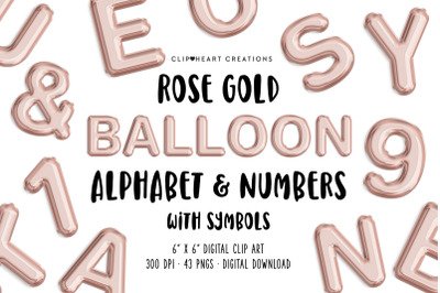 Rose Gold Foil Balloon Alphabet &amp; Numbers with Symbols