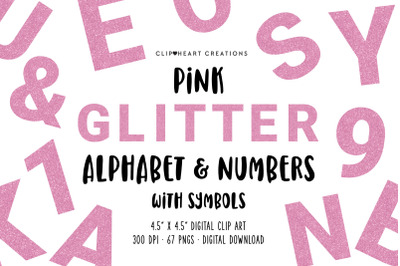 Pink Glitter Alphabet &amp; Numbers with Symbols