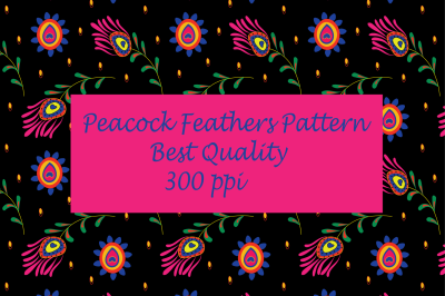 Peacock Feathers Pattern Black