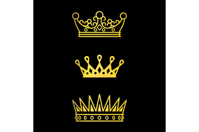 Crowns gold line icons