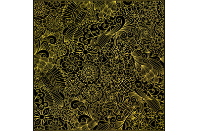 Leaves and swirls gold decorative pattern