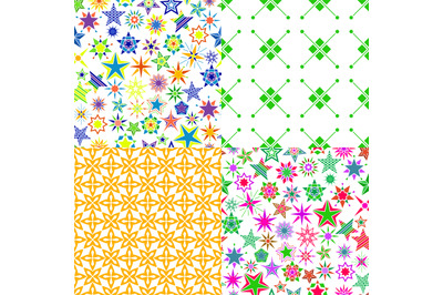 Pattern set with colorful cartoon stars