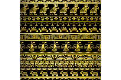 Tribal gold borders with mexican texture