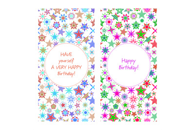 Birthday card with colorful cartoon stars