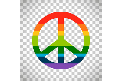 Rainbow peace symbol on transparent background