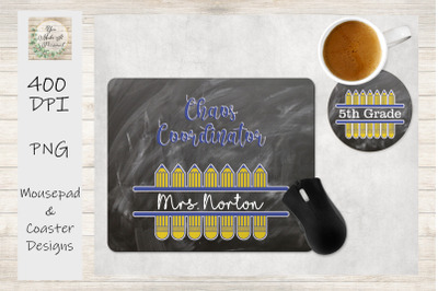 Teacher Mouse Pad and Coaster Set, Perfect for Sublimation