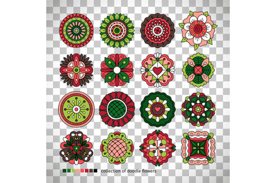 Doodle collection of ethnic flowers