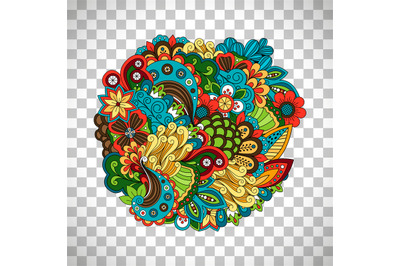 Ethnic circular pattern on transparent background