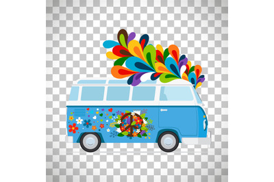 Hippie bus on transparent background