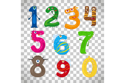 Monster numbers on transparent background