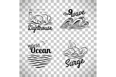 Ocean wave logo set