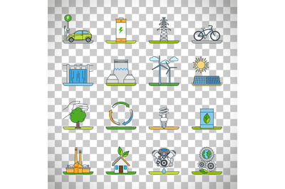 Renewable energy outline icons